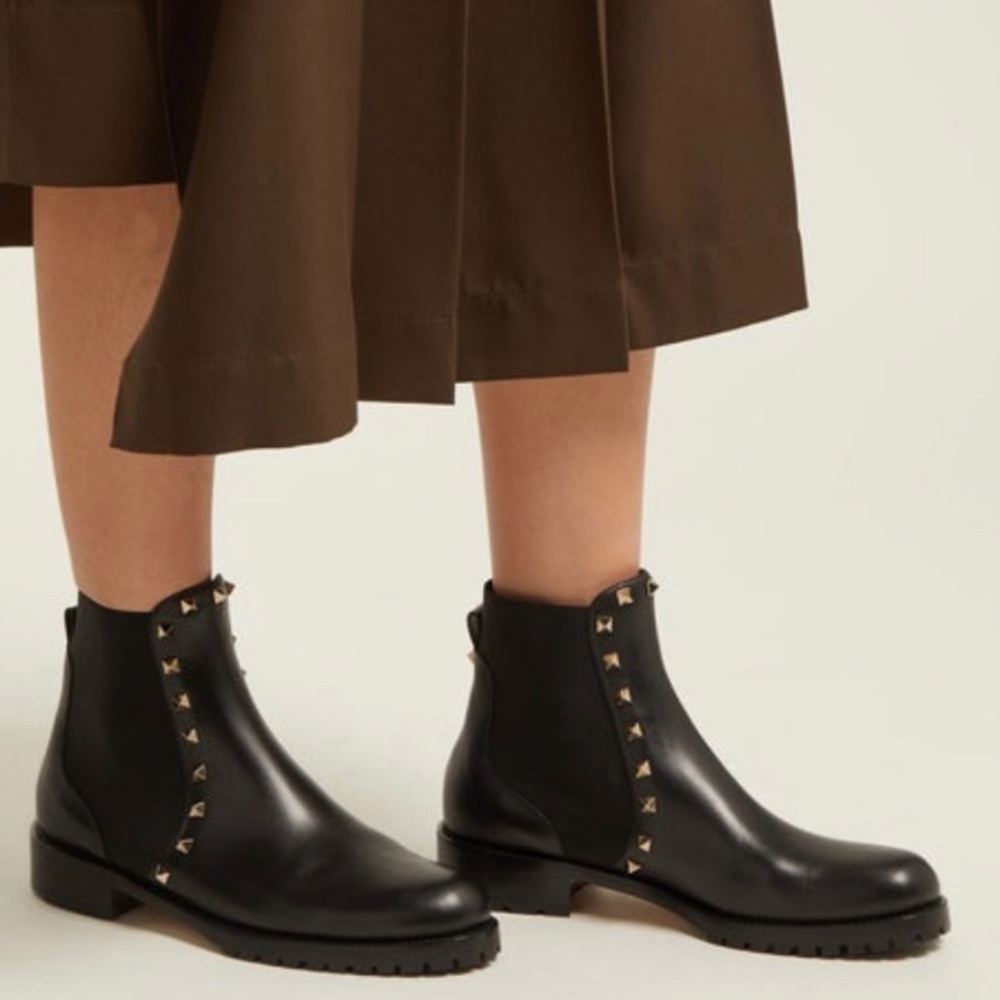 Valentino Black Rockstud Beatle Bootie
